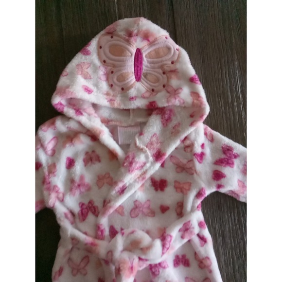DUCK DUCK GOOSE Cozy Fleece Pink/ BUTTERFLY Infant Robe  ~ #D06406 ~ 0-9 Months - Picture 2 of 9